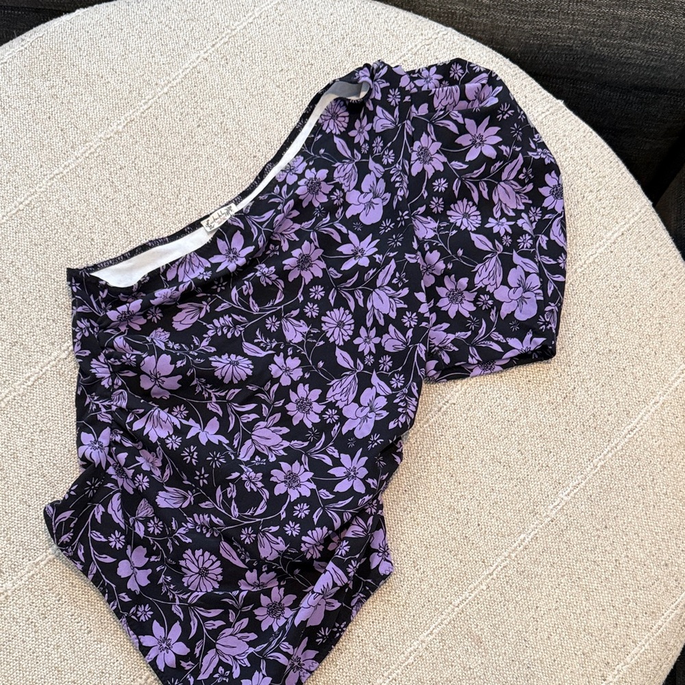 Intimately Free People Purple and Black Floral Top